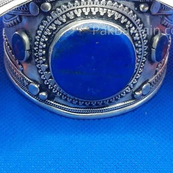 Single Boho Kuchi Cuff Bracelet With Round Shaped Stones, Tribal Ethnic Cuff - Picture 5 of 6